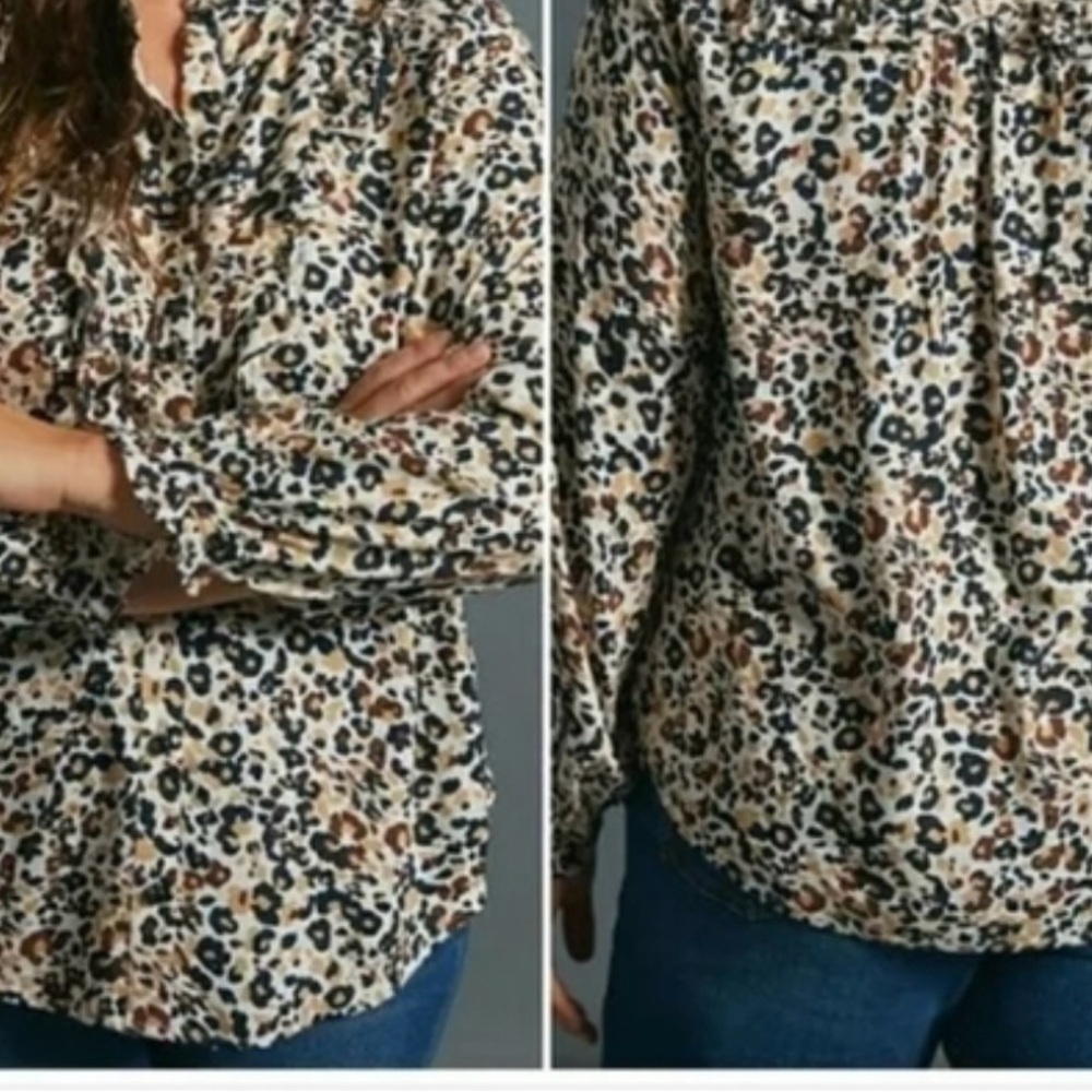 Anthropologie Leopard Print Button Down Shirt
